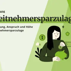 Finanzplanung: Arbeitnehmersparzulage. Eine Frau spart Münzen in ein Sparschwein.