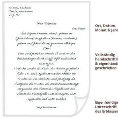Ein handschriftliches Testament, das die Erbschaft regelt. Es ist ein testament eheleute, das die Nachfolge bestimmt.