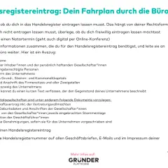 Schritte zum Handelsregistereintrag: Infos zu benötigten Dokumenten, Notartermin und Nutzung der Handelsregisternummer.