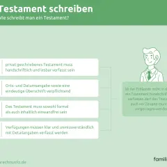 Ein handgeschriebenes Testament muss lesbar sein. Ein Berliner Testament erfordert Ort, Datum und klare Formulierungen.