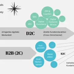 Hersteller steuern D2C (Direct-to-Consumer) mit direkter Kundeninteraktion, während B2B (2C) indirekte Wege zum Konsumenten nutzt.
