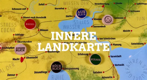 Spielerisch die eigene innere Landkarte erkunden. Mit dem Spiel "Innere Landkarte" und einer einmal Kreditkarte als Spielfigur.