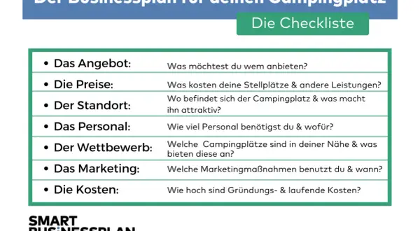Checkliste für deinen Campingplatz: Angebot, Preise, Standort, Personal, Wettbewerb, Marketing & Kosten. So gelingt das Campingplatz betreiben.