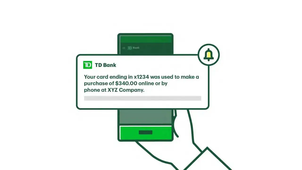 Benachrichtigung von TD Bank &uuml;ber eine Transaktion. Gute tf bank erfahrungen sind wichtig f&uuml;r die Sicherheit.