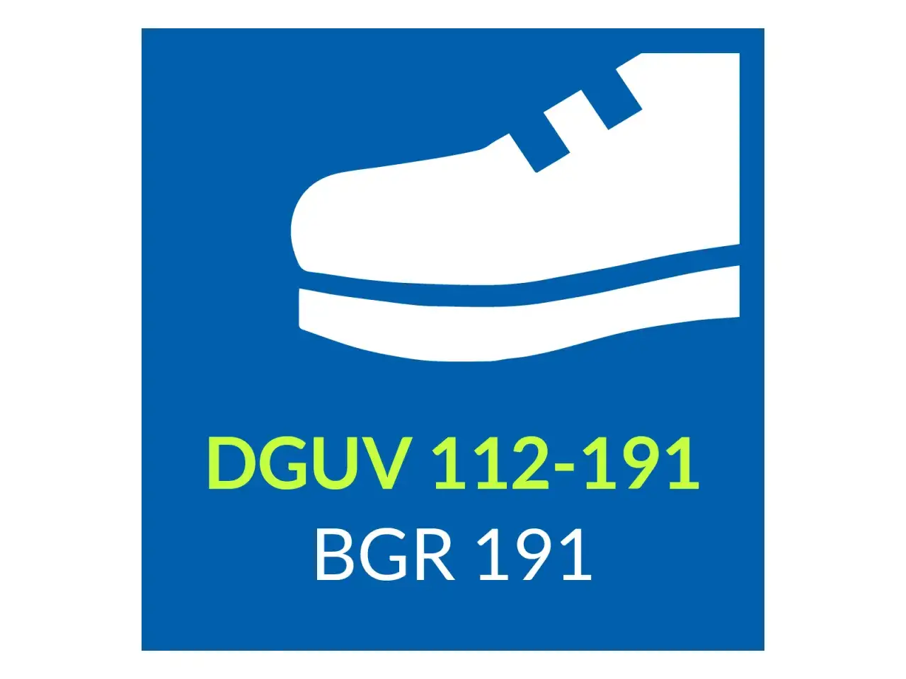 Symbol f&uuml;r Sicherheitsschuhe, DGUV 112-191.